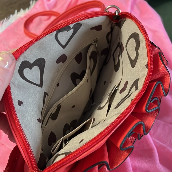 ROSE PETAL Red Faux Leather Round Crossbody Bag NWOT - Picture 9 of 14